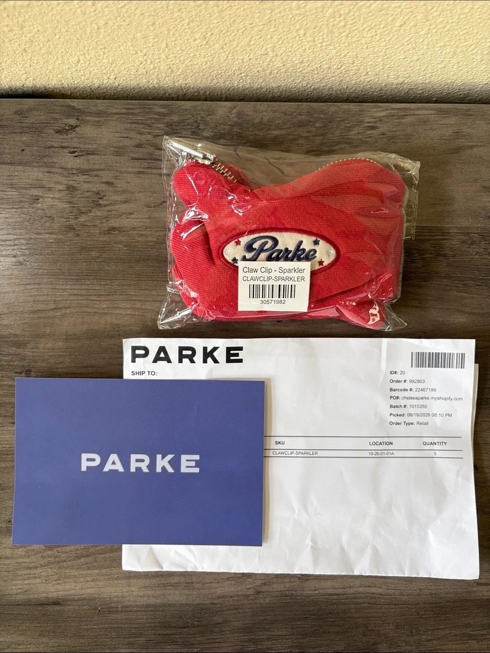 PARKE NWT Authentic Sparkler Red With White Stars Hair Claw Clip Coastal’26 - Picture 3 of 6